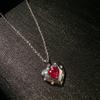 Colar Ruby Rupee Amor Estrela de Alívio Italiano Brincos de Zircônia Vermelha Amor conjunto
