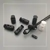 Hebilla de resorte cilíndrica de plástico de un agujero, cuerda de resorte negro y blanco, cuerda de algodón elástica, hebilla antideslizante, juego de cuerda de ajuste y apriete