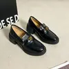Tacones Altos Británicos de Piel Suave para Commuter, Mocasines sin Cordones, Zapatos Pequeños de Piel Retro de Tacón Grueso para Mujer, Zapatos Pequeños de Piel Camelia