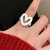 Anillo de Corazón de Esmalte Goteante Blanqueador de Otoño e Invierno para Mujer 2024 Nuevo Anillo de Dedo Índice Ajustable Anillo de Diseño Especial Nicho