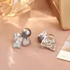 Brincos de Pérola com Laço Totalmente Cravejado em Estilo Francês, Brincos Elegantes de Temperamento Retro de Luxo Leve, Brincos de Design Único de Nicho para Mulheres