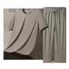 Traje de baño de secado rápido de seda helada para hombre, talla grande, fino, protector solar UPF50, deportivo, informal, de manga corta, pantalones, novedad de verano