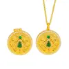 Puzuo Cor Forte que Preserva Sand Gold Acessórios DIY Colar Bússola Cabacinha Cravejada com Diamantes Nova Corrente para Clavícula Fulu Chinoiserie para Mulheres