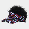Gorra de Béisbol de Cabello Falso Realista Transfronteriza Europea y Americana con Diseño de Bandera Estadounidense y Estrellas, Gorra Personalizada para Fanáticos del Mundial