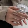 Anillo Ajustable Deslizante Multiestilo de Plata S925 Estilo Coreano para Mujer Moda Retro Cadena de Borlas Florales Anillo para Dedo Anillo para Dedo de Comida Moda