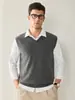 Suéter 100% Caxemira para Homens, Colete Tricotado Gola V, Peça Versátil Business Casual, Novo Suéter de Caxemira