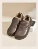 Confortáveis Sapatos Birkenstock de Solado Grosso para Mulheres, Sapatos de Couro com Forro de Lã, Novos Sapatos Peludos Quentes de Inverno 2025, Mocassins de Solado Macio