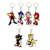 Sonic PVC Dibujos Animados Dibujos Animados Llavero de Goma Blanda Personalizado Lindo Llavero para Llave de Coche Llavero de Muñeca para Bolso