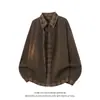 Top casual a cuadros nuevo de otoño 2026, chaqueta retro, prenda exterior holgada de retazos para hombre, falso dos piezas, estilo moderno americano