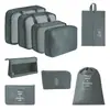 Bolsa de almacenamiento para viajes transfronterizos, set de neceser, bolsa de almacenamiento organizadora de ropa para equipaje de siete piezas, bolsa de almacenamiento de viaje