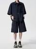 2026 Novo Conjunto de Verão Camisa Solta de Manga Curta Shorts Masculino Fino Solto Casual Conjunto de Duas Peças Tendência