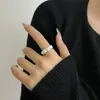 Anillo texturizado de plata de ley S925 para mujer, diseño abierto ajustable, estilo de nicho de alta gama, anillo versátil de lujo ligero para el dedo índice, nuevo