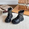 2026 Nuevas Botas Martin para Niños Estilo Británico Botas de Cuero Patchwork para Niños y Niñas Antideslizantes de Media Caña Botas Cortas Otoño e Invierno
