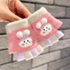 Guantes para bebé de 0 a 3 años, otoño e invierno, tejidos, cálidos, para bebé niño y niña, caricatura, lindos, con forro polar, corte de medio dedo