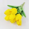 Flores Tulipa de Textura PU Plantas Verdes Flores Artificiais Decoração de Casa Pátio Externo Bouquet de Simulação para Foto Adereços de Fotografia