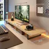 Soporte elevador para monitor de computadora de escritorio para e-sports, estante de escritorio extendido de doble capa con bandeja para teclado