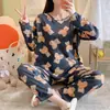 Pijama para Mujer Primavera y Otoño Estilo Coreano 2025 Manga Larga Lindo Traje de Dibujos Animados de Estudiante Suelto Traje de Ropa para el Hogar Otoño e Invierno