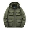 Chaqueta multibolsillos para hombre, chaqueta con capucha, chaqueta informal, resistente al viento, impermeable, para actividades al aire libre.