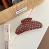 Presilha Grande de Tubarão em Acetato com Bolinhas Retrô para Mulheres, Simples e Versátil, para Coque na Parte de Trás da Cabeça, Design Clássico com Blocos de Cor e Bolinhas