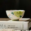 Taza de té de peonía pintada a mano con esmalte mineral, taza maestra de cerámica, taza de uso personal, juego de té kung fu con color bajo vidriado