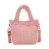 Bolso Cubo Sencillo 2024 Invierno Nuevo Corea del Sur Ins Pana Bolso de Hombro Cruzado Bolso de Mano con Texto para Mujer