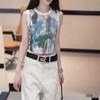 25182 Big Aimei Yiyuan Verano 2025 Nuevo Estilo Estilo Occidental Chaleco Exterior con Textura de Harina Pantalones de Pierna Ancha de Cintura Alta Jacquard para Mujer