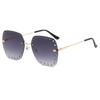 Gafas de sol metálicas sin montura transfronterizas nueva moda gafas de sol personalizadas anti-ultravioleta gafas de sol bicolor mujer