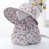 Chapéu de Sol com Proteção Solar para Mulheres Trabalhando na Lavoura no Verão, Chapéu de Sol com Aba Larga para Pessoas de Meia-Idade e Idosos, Proteção para Rosto e Pescoço, Chapéu Lenço para Colheita de Chá
