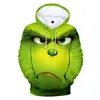 Roupa de casal para Natal e Halloween, moletom com capuz e manga longa com estampa digital 3D, moletom casual folgado