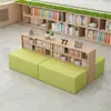 Estante de Livros para Biblioteca Escolar Sofá Combinação Curva Criativa Formato Área de Leitura Estante Armazenamento Área de Descanso Banco