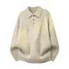Suéter de Punto Trenzado Retro Cuello Alto para Hombre Holgado Hombro Caído Tres Botones Solapa Cardigan de Punto Trenzado Otoño Invierno En Stock Venta al por Mayor