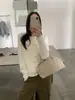 Suéter de punto de manga larga, cuello redondo simple, multicolor, de un solo botón, estilo coreano, holgado y adelgazante, para mujer, Otoño/Invierno 2026