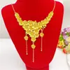 En Stock Entrega Rápida: Collar de Flor de Calabaza como Flor Floreciente para Mujer, Flor de Flor Dorada de Imitación con Borla, Joyería de Boda