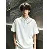 Camisa POLO de alta qualidade com bordado simples, de manga curta, corte solto para homens, uso casual de negócios de verão, blusa de meia-manga, Camisa Polo