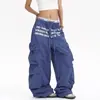 Pantalones Casuales Plegados de Paracaidista Multibolsillos Americanos Unisex Marca de Moda Pierna Ancha Suelta Pantalones a Prueba de Viento Pierna Recta Pantalones Deportivos