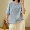 Cardigan feminino novo estilo coreano, cartoon bordado, camada dupla de gaze, gola alta, renda franzida, manga curta, algodão amigo da pele, roupa feminina