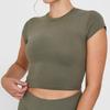 Verano Nueva Ropa de Yoga Camiseta de Manga Corta Sexy Top Ajustado Descubierto Ropa Deportiva Nude Top de Yoga