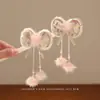 Acessório de Cabeça de Ano Novo Infantil Grampo de Cabelo com Laço Vermelho para Bebê Bola de Cabelo com Franja Estilo Chinês para Meninas