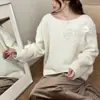 Nuevo Estilo Otoño/Invierno 2025 Disparo Real Suéter para Mujer Talla Grande con Diseño Floral 3D, Estilo Holgazán Suéter de Punto con Cuello Redondo