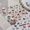Pegatinas para Uñas de Pony de Año Nuevo 3D en Relieve Lindos Dibujos Animados Patrón de Tela Retro Uñas Portables Decoraciones de Pegatinas para Uñas DIY