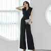 Mono de Estilo Profesional para Mujer 2026 Verano Nuevo Elegante Cuello de Traje Cintura Alta Ajustado Pierna Ancha Pantalones Largos