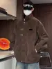 Chaqueta de Cuero Tie-Dye Estilo Retro Americano para Hombre, Gama Alta, Atractiva, Chaqueta Estilo Chino Nuevo, Cuello Alto, Holgada, Marca de Moda para Hombre