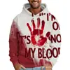 Este Não É Meu Sangue Gráfico de Halloween Moletom Masculino Impresso em 3D Moletons Populares de Hip Hop para Halloween