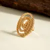 Anillo de Sol Hueco de Aleación para Joyería Europea y Americana Set de Anillos Geométricos Irregulares de Flor y Hoja