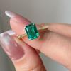 Sanjie Ins Celebridad de Internet Explosión Simple Anillo de Diamante de Simulación de Esmeralda con Incrustaciones Moda Combinable Joyería de Diamante Dorado