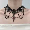 Collar Gargantilla Negra de Encaje con Perlas Estilo Gótico Oscuro Accesorios para el Cuello Cadena de Clavícula Moderna de Gama Alta para Mujeres