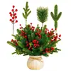 Arranjos florais de Natal, decorações com frutas vermelhas, ramos de pinho, ramos de bagas, flores artificiais, enfeites de plantas verdes, exclusivamente para vendas transfronteiriças