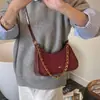 Bolsa de Braço Corrente Retro Fosca Transfronteiriça Feminina 2025 Inverno Nova Bolsa de Ombro Casual Versátil Bolsa Transversal
