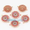 Accesorios para joyería DIY mitad plata 925 dorada micro incrustado color turquesa disco de girasol conector de girasol