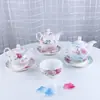 Conjunto de Chá da Tarde Estilo Inglês com Bule e Xícara, Cerâmica New Bone China, Bule para Uma Pessoa, Chá para Um